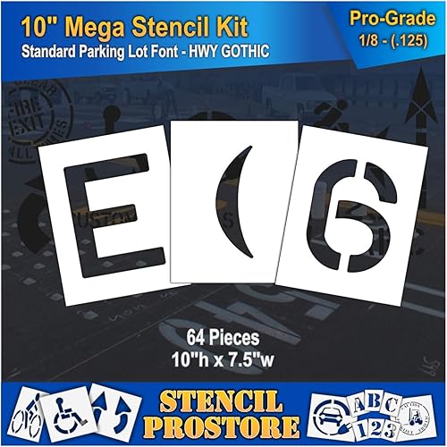 Miniatura 2 de Plantillas para pavimento MEGA AlphaNUM de 10 pulgadas (64 piezas) - 10 x 7.5 x 18 pulgadas (128 mil) - Grado profesional