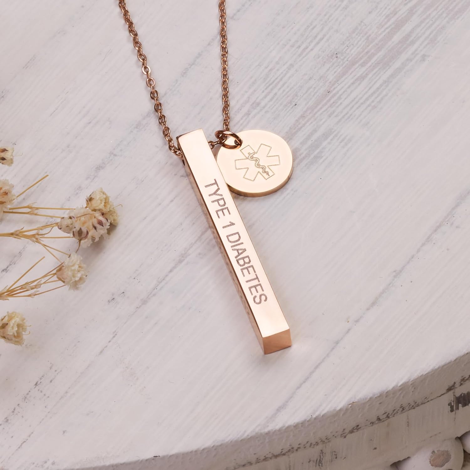 Medical Alert ID Necklace for Women, Customizable Medic Alert Jewelry,18k Gold, Rose Gold, Silver, Personalized Engraving, Hypoallergenic, Waterproof, Includes Gift Box & Medical ID Wallet Card