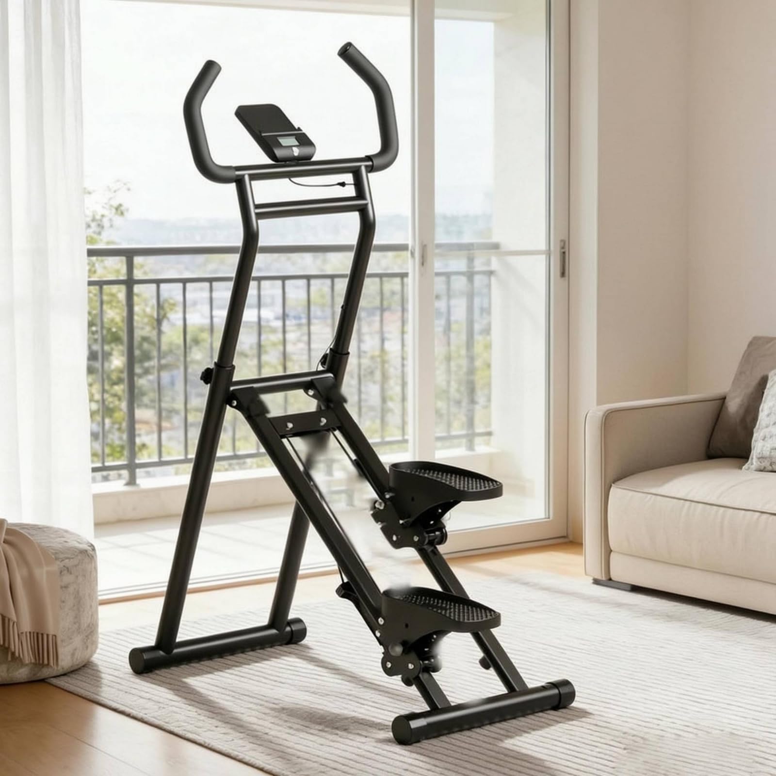 Milageto Saliscale Fitness Domestico Salvaspazio Stepper Verticale Regolabile Struttura Robusta Stepper Display Display Digitale per Casa