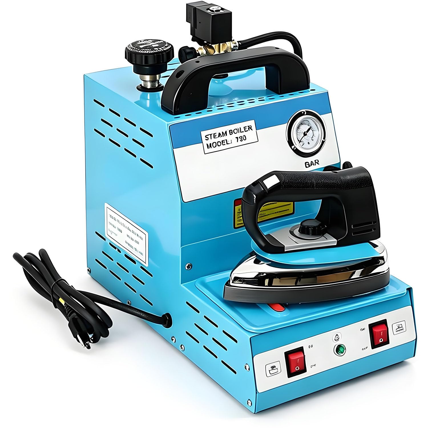 Centrale de Repassage Professionnelle de 1600 W avec réservoir de 4 L, débit de Vapeur et température réglables – pour blanchisseries, ateliers de Couture et magasins de vêtements. 110V