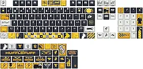 Kit de Keycaps Redragon Harry Potter Hogwart’s Special Edition Lufa-Lufa Preto e Amarelo PBT Dye Sub Perfil OEM ABNT2 136 Teclas HP-943