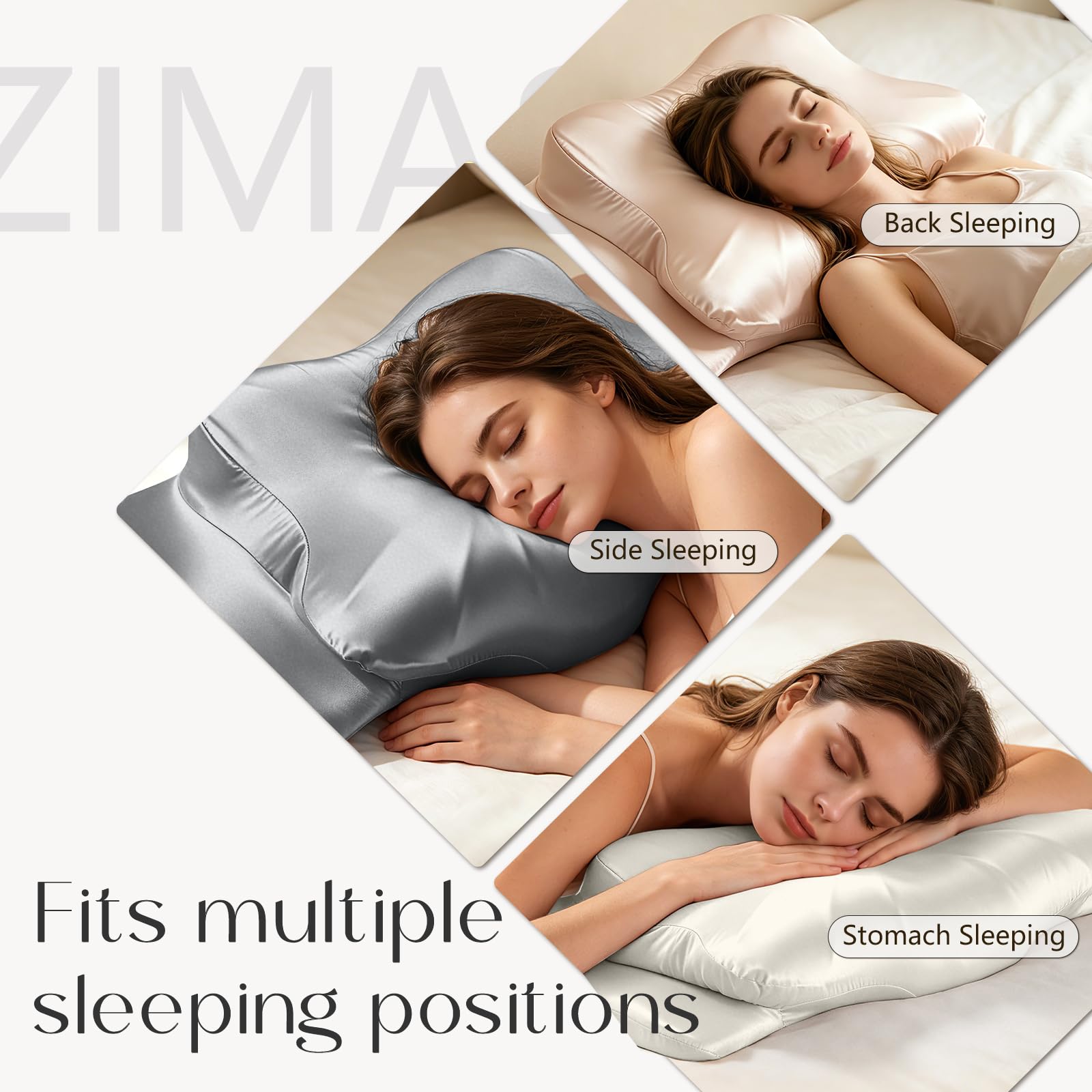 ZIMASILK 22 Momme Mulberry Silk Cervical Pillow Case, Ivory