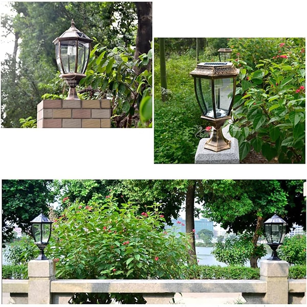 Wygięte sześciokątne lampy solarne na słupki, zewnętrzna szklana osłona, światło słupkowe LED, oświetlenie ogrodowe, oświetlenie krajobrazu, oświetlenie ogrodzeniowe, wodoodporność IP65, nowoczesna
