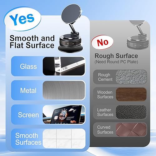 Miniatura 5 de SINGARO Soporte magnético para teléfono de automóvil al vacío para Magsafe, montaje ajustable de 360 succión de 90 libras y 2500 gf magnético,