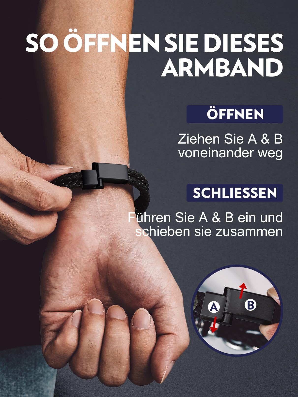 Bandmax Armband Herren Lederarmband An Meinen Ehemann/Mann/Sohn/Papa/Enkel Geflochtenes Armband Kompass Keltisch Knotenarmband Magnetverschluss Wikinger Schmuck mit Geschenkkarte, Länge 19/21/23/25cm