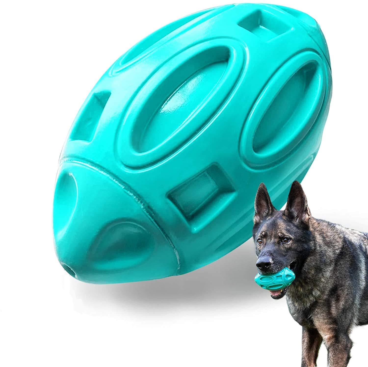 Vikano Squeaky Dog Toys for Aggressive Chewers: Rubber Puppy Chew Ball with Squeaker, Almost Indestructible and Durable Pet Toy for Medium Breed (Blue)