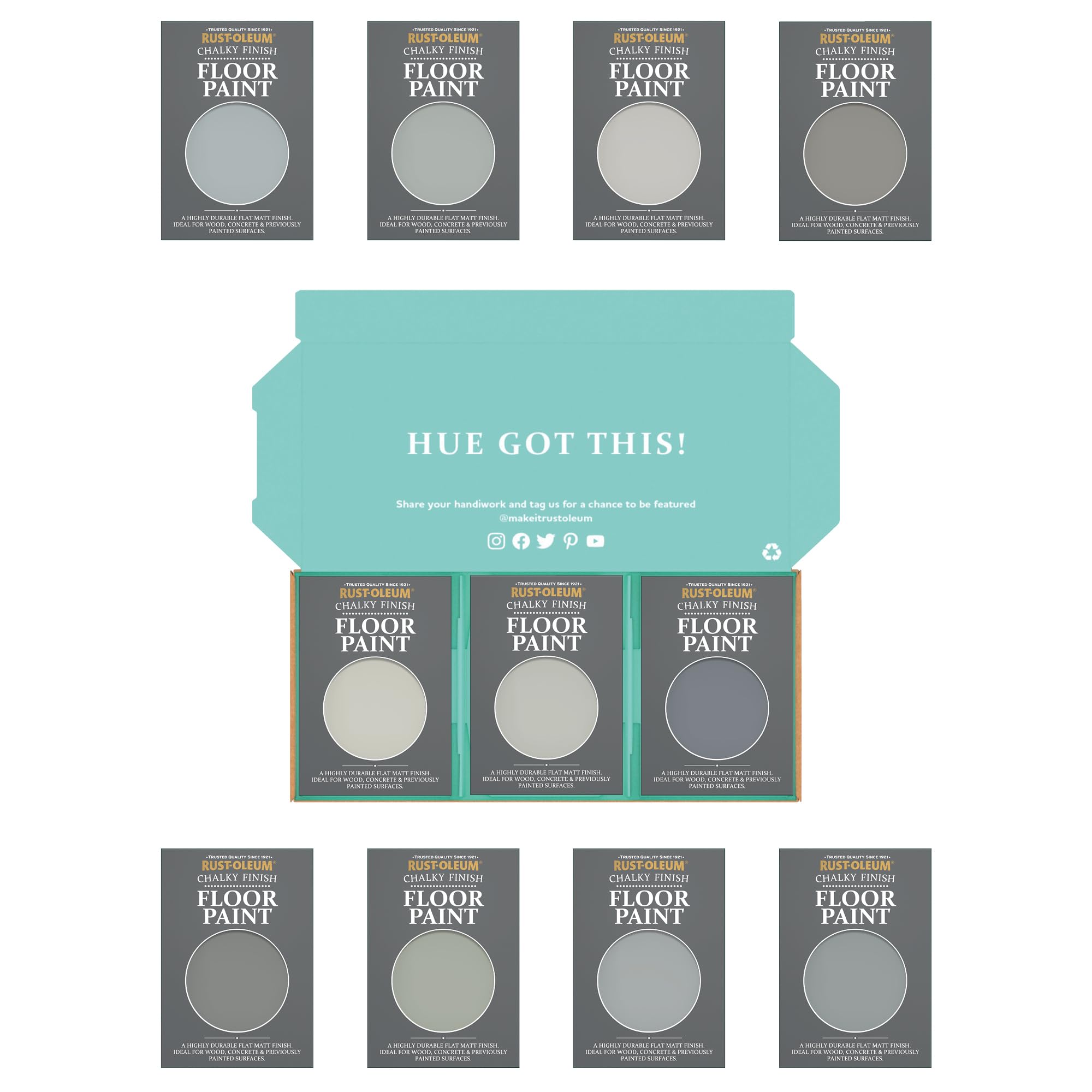 Rust-Oleum Chalky Floor Paint in Matt Finish - Dusky Greys Tester Box