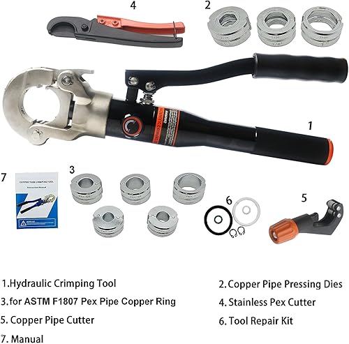 Miniatura 2 de Herramienta de prensa de cobre para prensado de tubos de 12", 34", 1" para accesorios de cobre y 38", 12", 58", 34", 1" troqueles para ASTM F1807