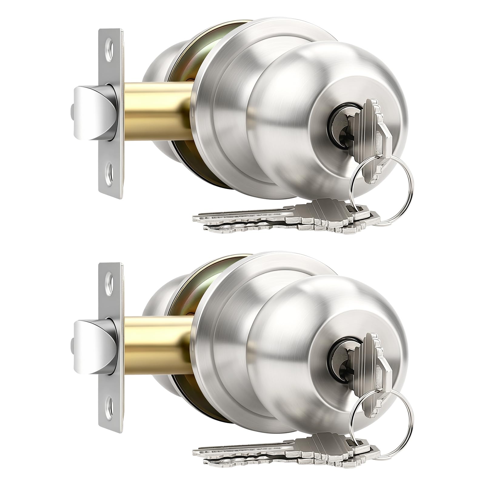 Matte Black Keyed Entry Door Knobs - 2 Pack -30