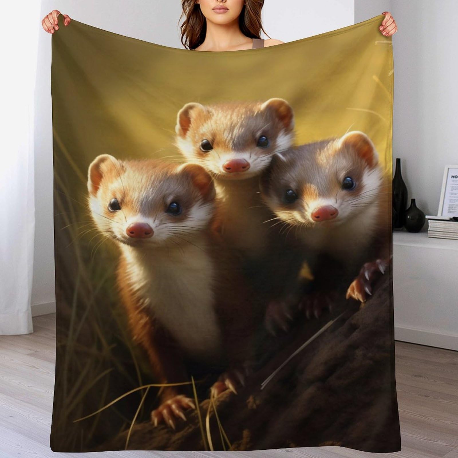 PAZZK Minks Throw Blanket Warm Flannel Blanket Soft Warm Printed Blanket for Bed, Couch And Sofa for Kids Teen Young Boys Girls,（130×150cm）