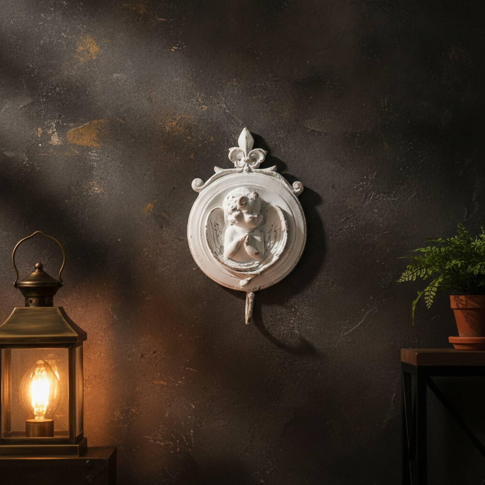 Gancio da Parete con Putto Shabby Chic Appendiabiti a Parete Antica Arredo per Ingresso, MBK001