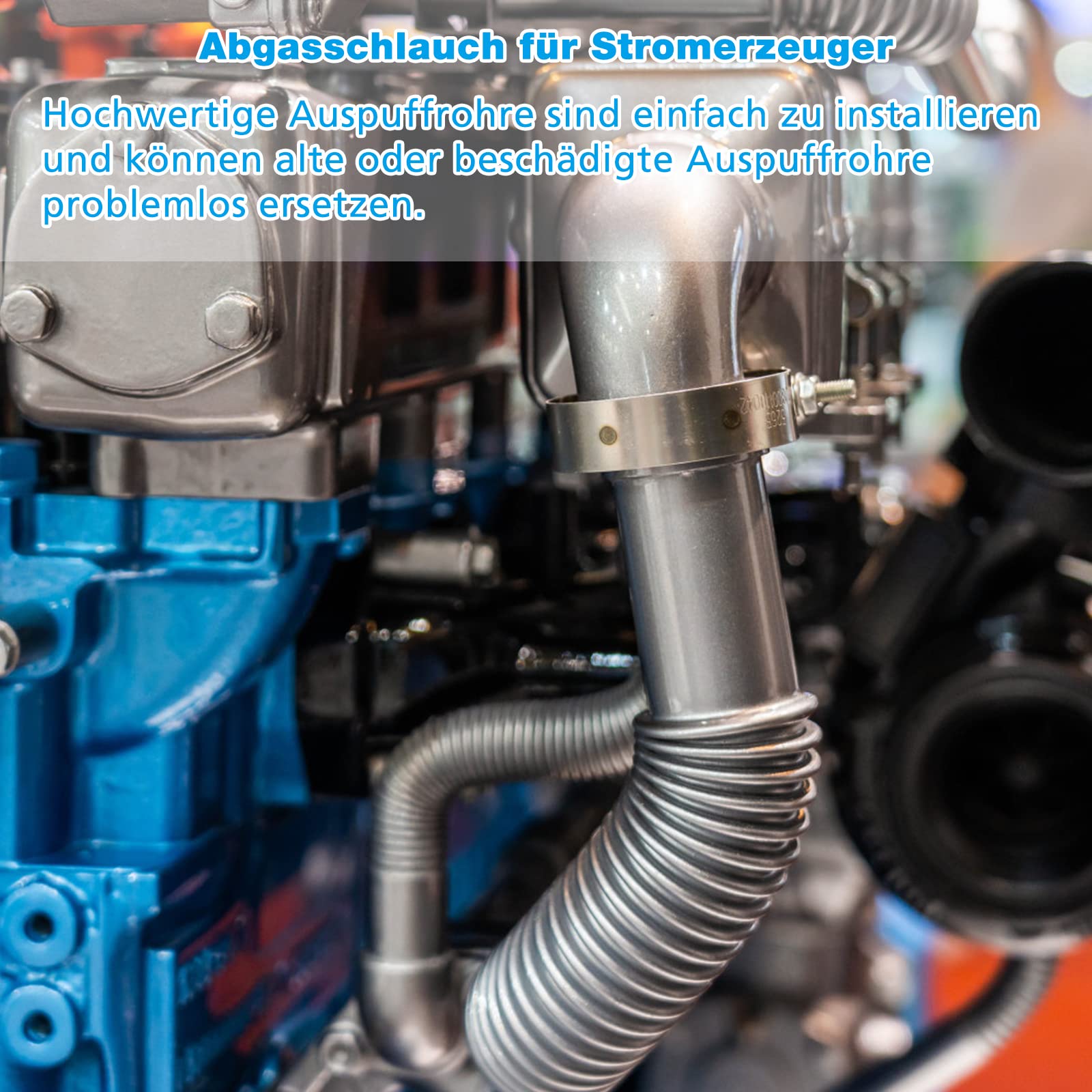 JIEHIN Tuyau D'échappement De 300 Cm - 25 Mm - Pour Générateur D'électricité, Chauffage Auxiliaire - En Acier Inoxydable - Avec Silencieux Et Collier De Serrage - Chauffage Auxiliaire - Tuyau