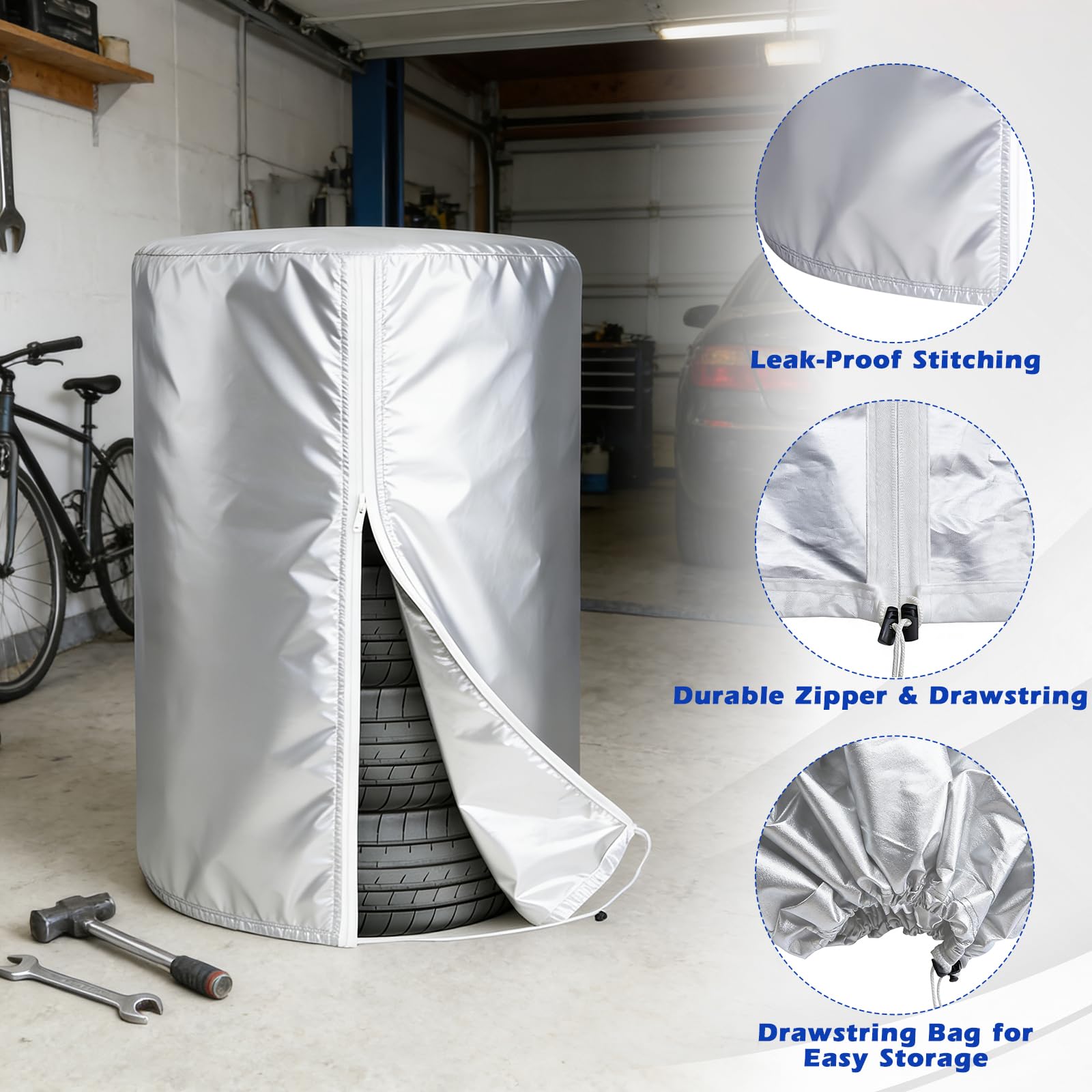 FreeTec Torba na opony samochodowe, 17-22 cali, pokrowiec na 4 opony, ochrona przed słońcem, zimowa osłona na opony samochodowe (80 x 117 cm)