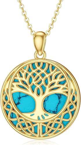 GEHN Collar de oro de 14 quilates, colgante de oro real, joyería de Navidad, regalos para mujeres y niñas