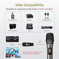 Vista 4 de TONOR Micrófonos Inalámbricos, Sistema de Micrófono UHF Dual para Karaoke, Microfonos Inalámbricos con Receptor Recargable, Micrófono Dinámico
