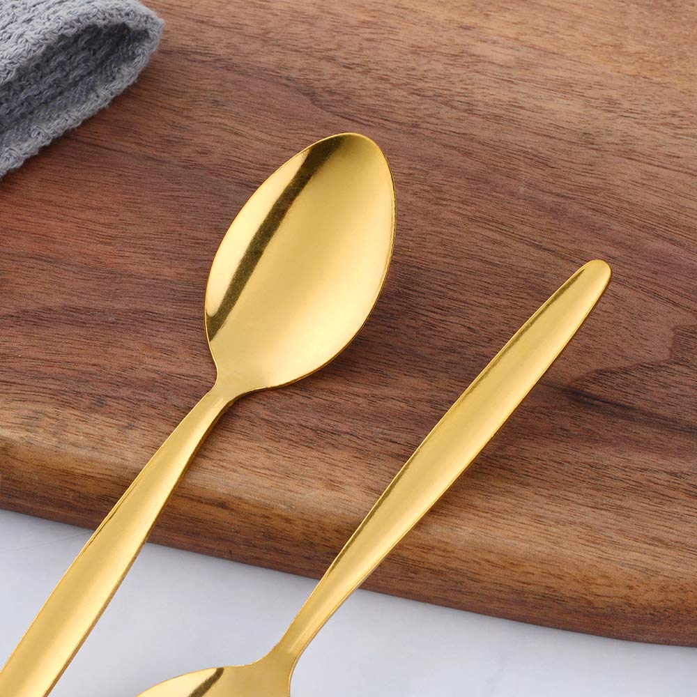 Łyżki do espresso ze stali nierdzewnej, zestaw 12 mini łyżeczek do kawy na deser, herbatę, przekąskę, małe, 11,5 cm, złote łyżki, kolekcja ekonomiczna