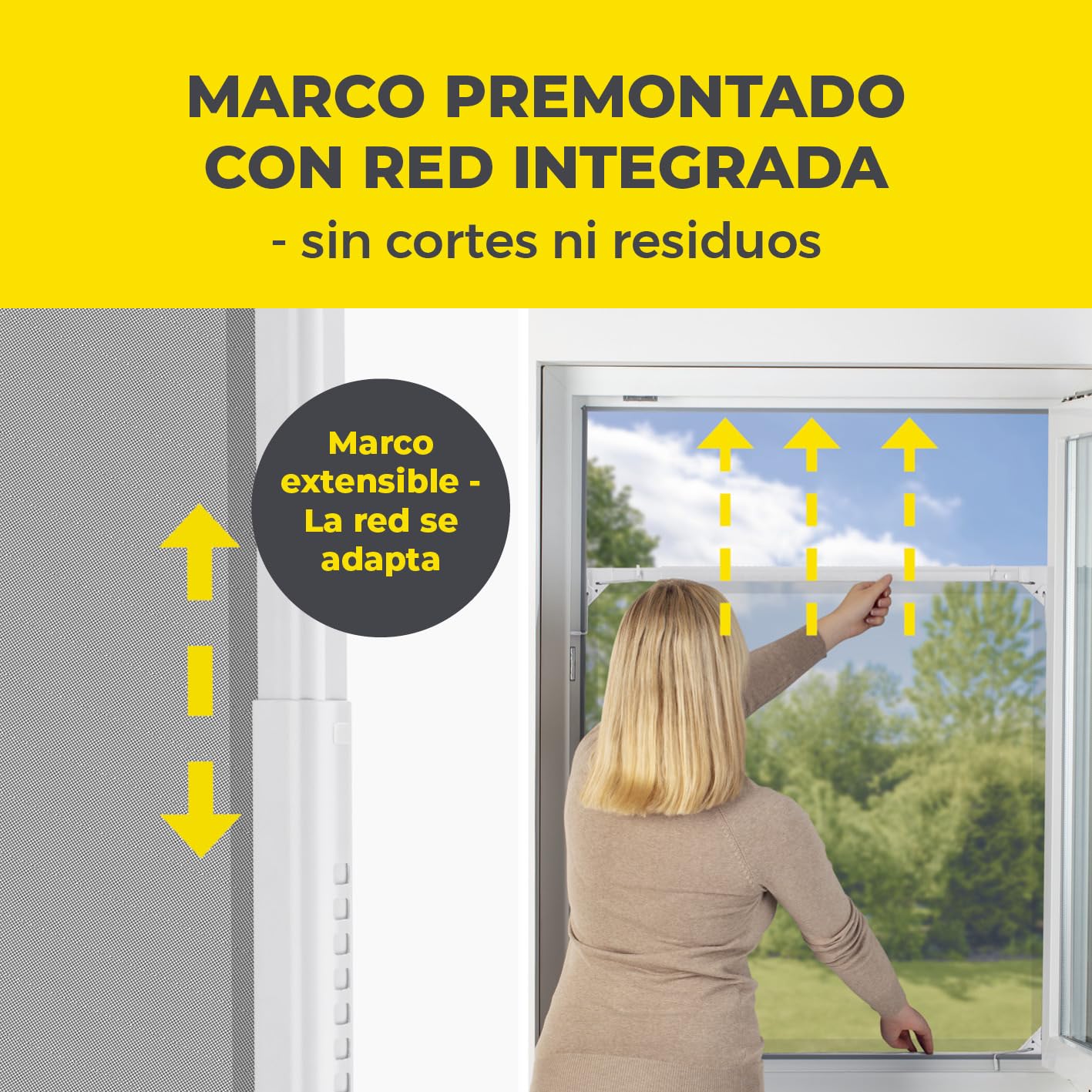 EASYmaxx Insect Protect | Mosquitera telescópica | Para la ventana | Con marco premontado | Mosquitera extensible | Red integrada | Blanco | Set de 2