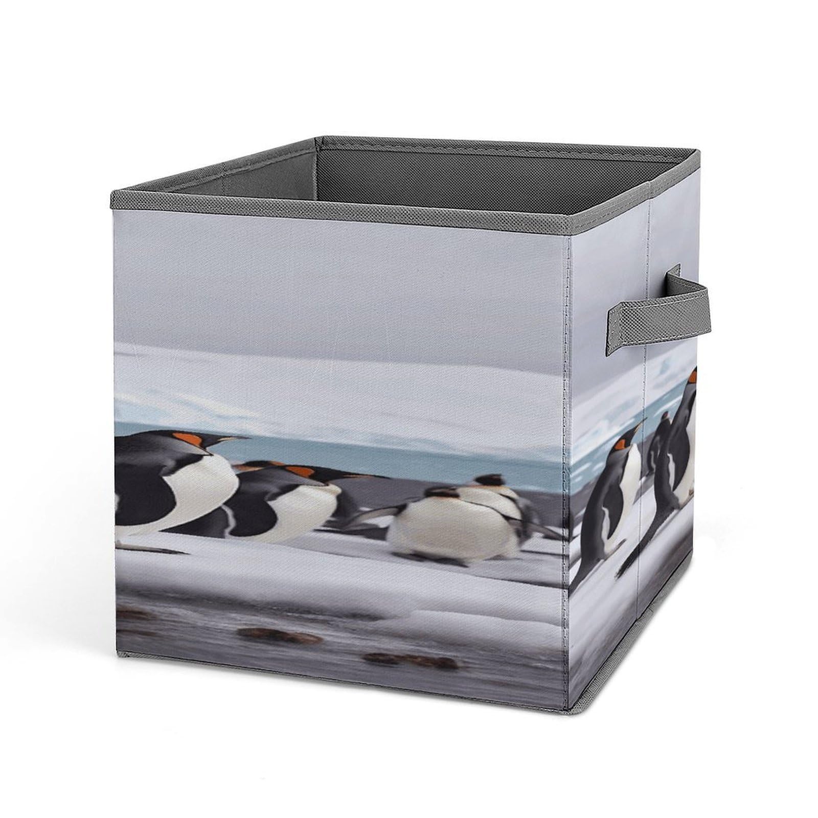 VstaDank Antarctica Penguins Storage Bin Collapsible Storage Cubes Organizer Oxford Cloth Storage Box with Dual Handles Large Stackable Closet Storage Bins for Sheets Hat Sweater