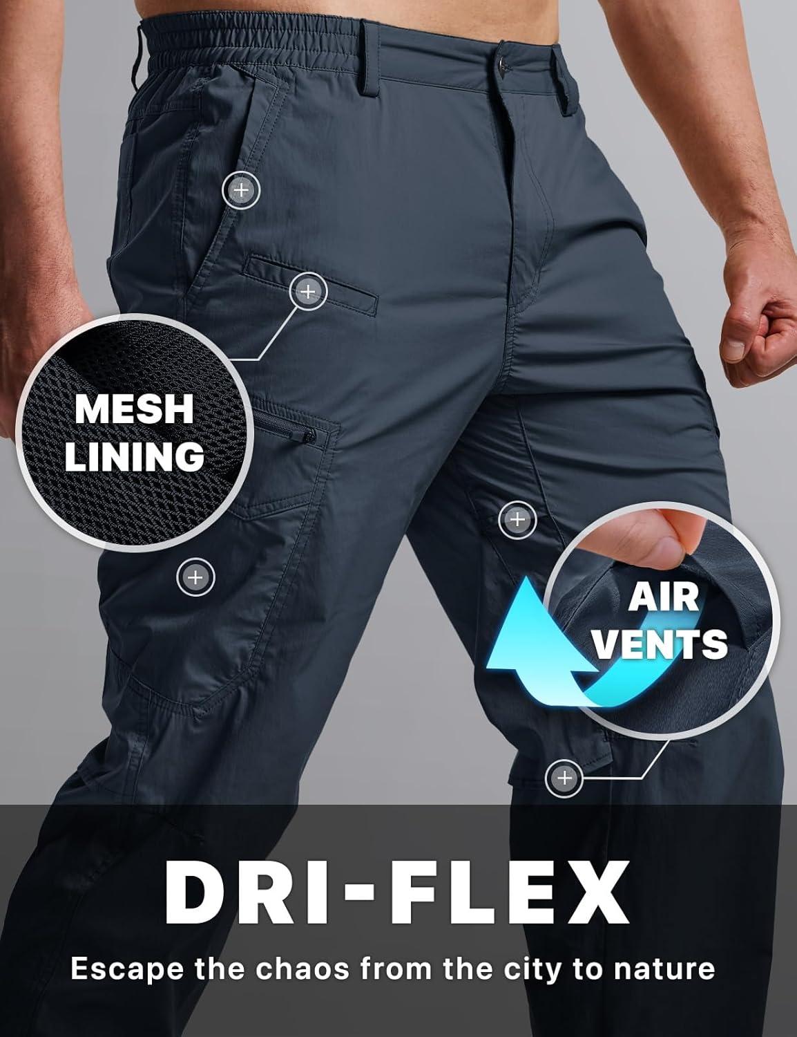 CQR Men's Quick Dry Tactical Pants, Water Resistant Outdoor Pants, Lightweight Stretch Cargo Work Hiking Pants - Image 6