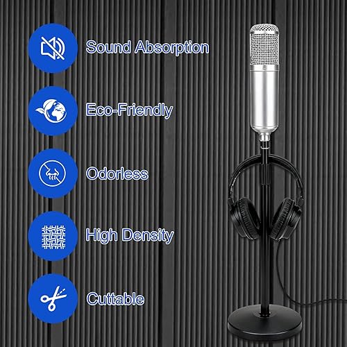 Miniatura 3 de Acoustic Panels Pack of 2, Sound Proof Foam Panels for Walls, Noise Sound Dampening Foam with Media Room Home Office Recording Room, Black, 48 x 24