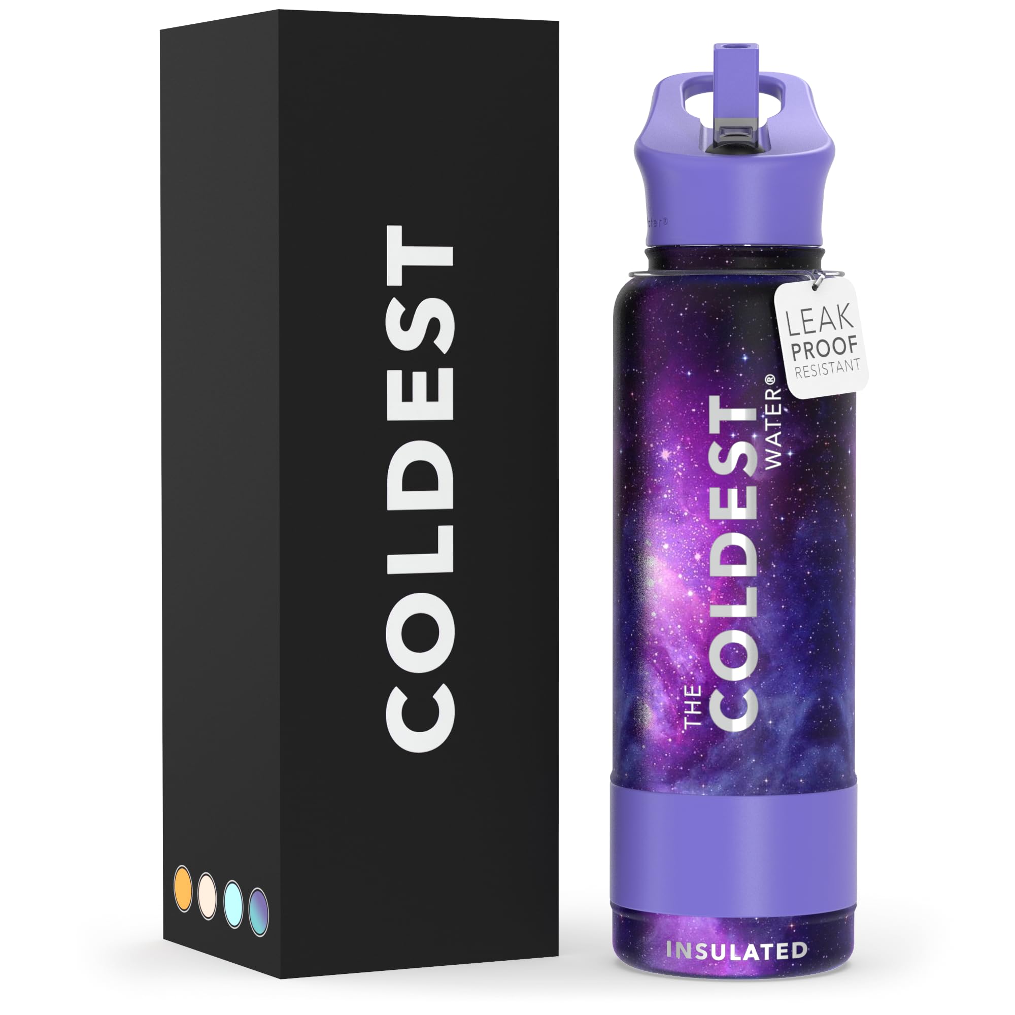 Coldest Insulated Water Bottle with Straw Lid - Stainless Steel Metal Insulated Bottle for Men & Women (Astro Purple, 40 oz)