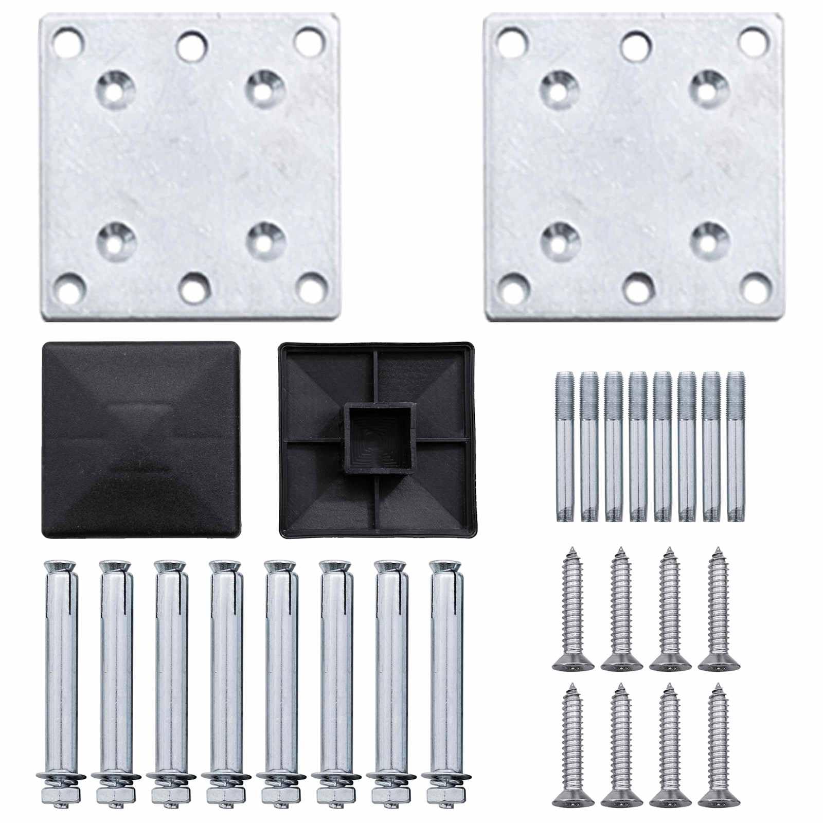 Set di 5 recinzioni, 872 x 186 cm, in WPC, alluminio, grigio, modulare, protezione dagli sguardi indiscreti, protezione dal vento, per balconi, terrazze
