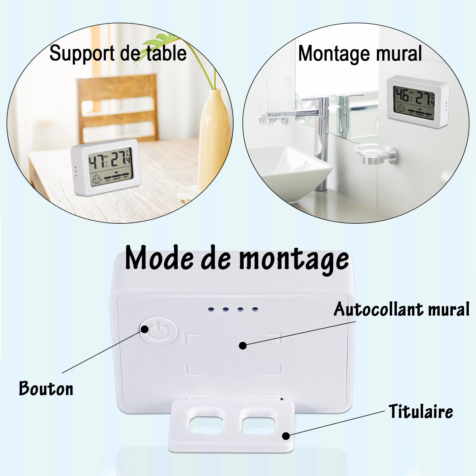 Faburo Petit Thermomètre Hygrometre Intérieur 4PCS Mini Thermomètre Hygromètre Numérique, Thermo Hygromètre Indicateur Digital à Haute Précisio, Moniteur de Température et Humidité pour Maison Reptile
