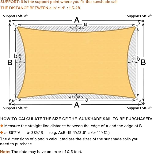 Miniatura 5 de Artpuch - Toldo rectangular tipo vela, con bordes curvados, de grado comercial, 5.46 ozyd, permeable, para exteriores, terraza, patio trasero y