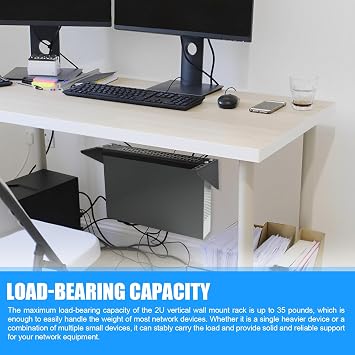 2U Hinged Wall Mount Patch Panel Bracket Vertical Rack for Networking