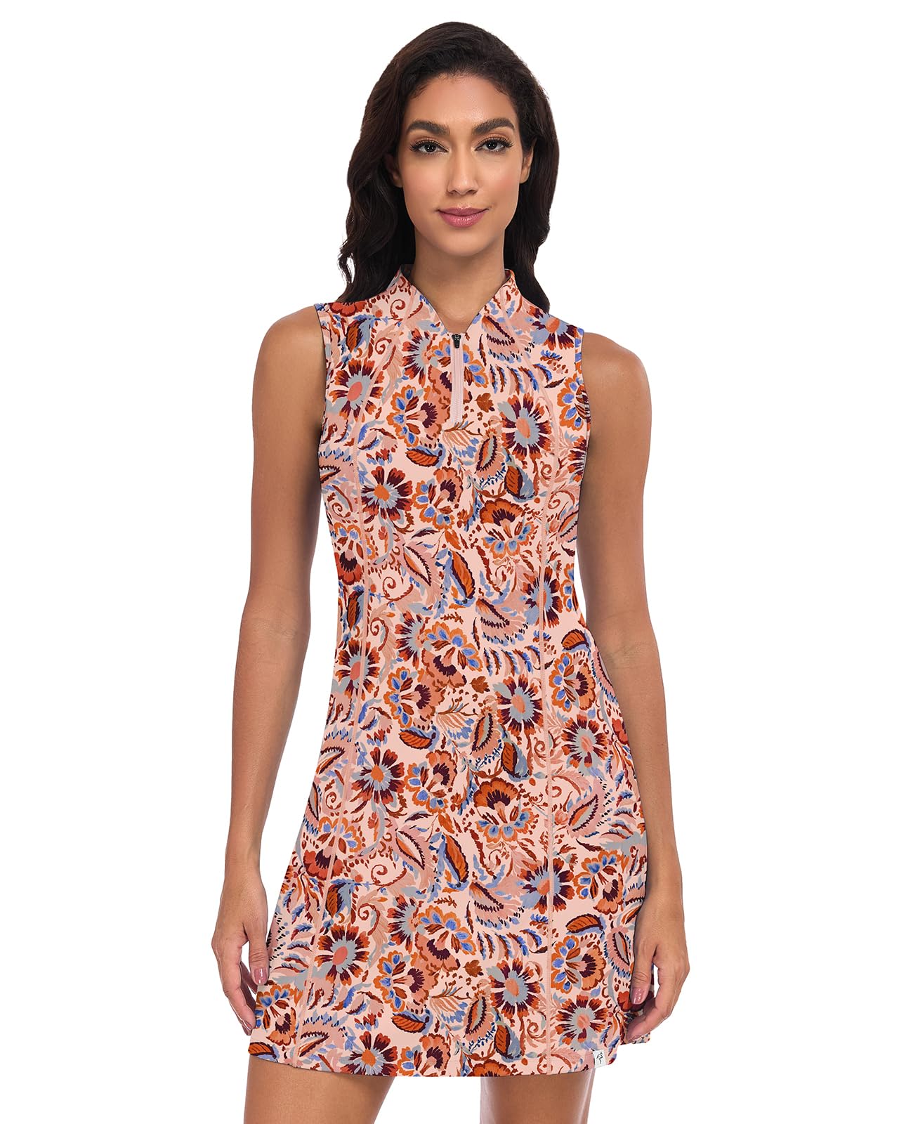 Soneven Tenniskleid für Damen Golfkleid Ärmellos Kleider Sommer, Freizeitkleid Sportkleid mit 1/4 Reißverschluss für Casual Sport Business
