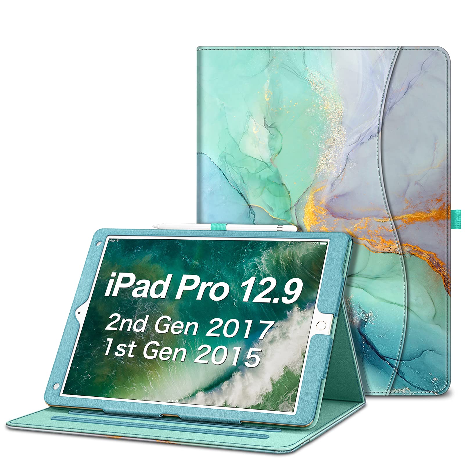 Fintie Multi-Angle Case, 2017/2015 iPad Pro 12.9 inch (Old Model) 1st & 2nd Gen Case - [Corner Protection] Folio Stand Cover with Pencil Holder &