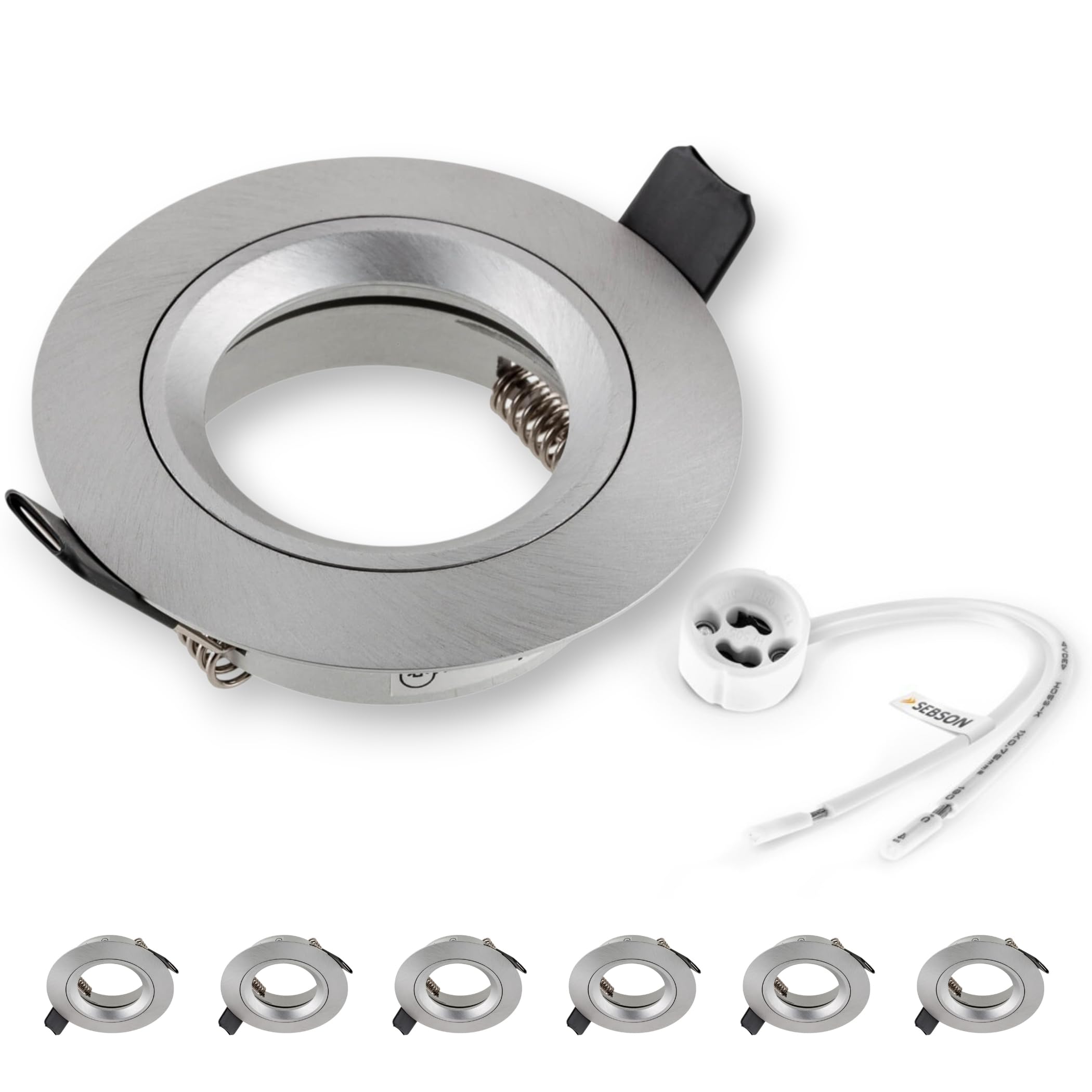 SEBSON Spot Encastrable avec Douille GU10 - Spot Plafond Trou de Montage ø65mm (min. 60mm, max. 70mm) - Plafonnier Encastré Ø80x24mm - Lot de 6
