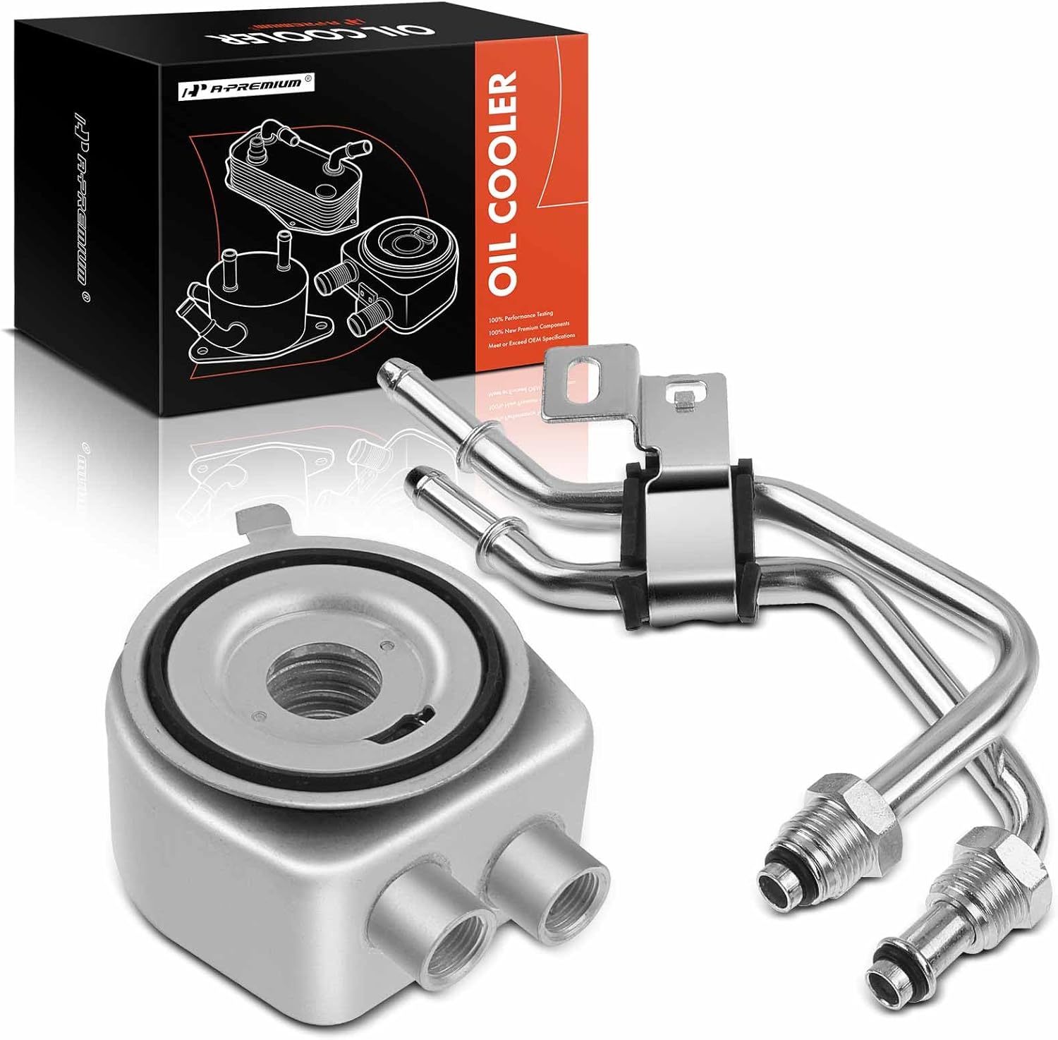 A-Premium Engine Oil Cooler with Pipe, Compatible with Chevrolet Equinox 2018-2020, Malibu 2016-2019, Camaro 2016-2020, Traverse & GMC Terrain & Cadillac CTS, ATS, CT6 & Buick Regal, Envision