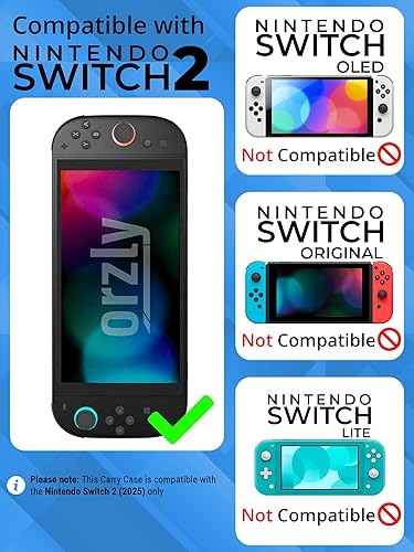 Miniatura 2 de Orzly Case Compatible with Nintendo Switch 2 Protective Travel Carry Case with Screen Padding, Game Card & microSD Slots, Zipped & Open Pockets for