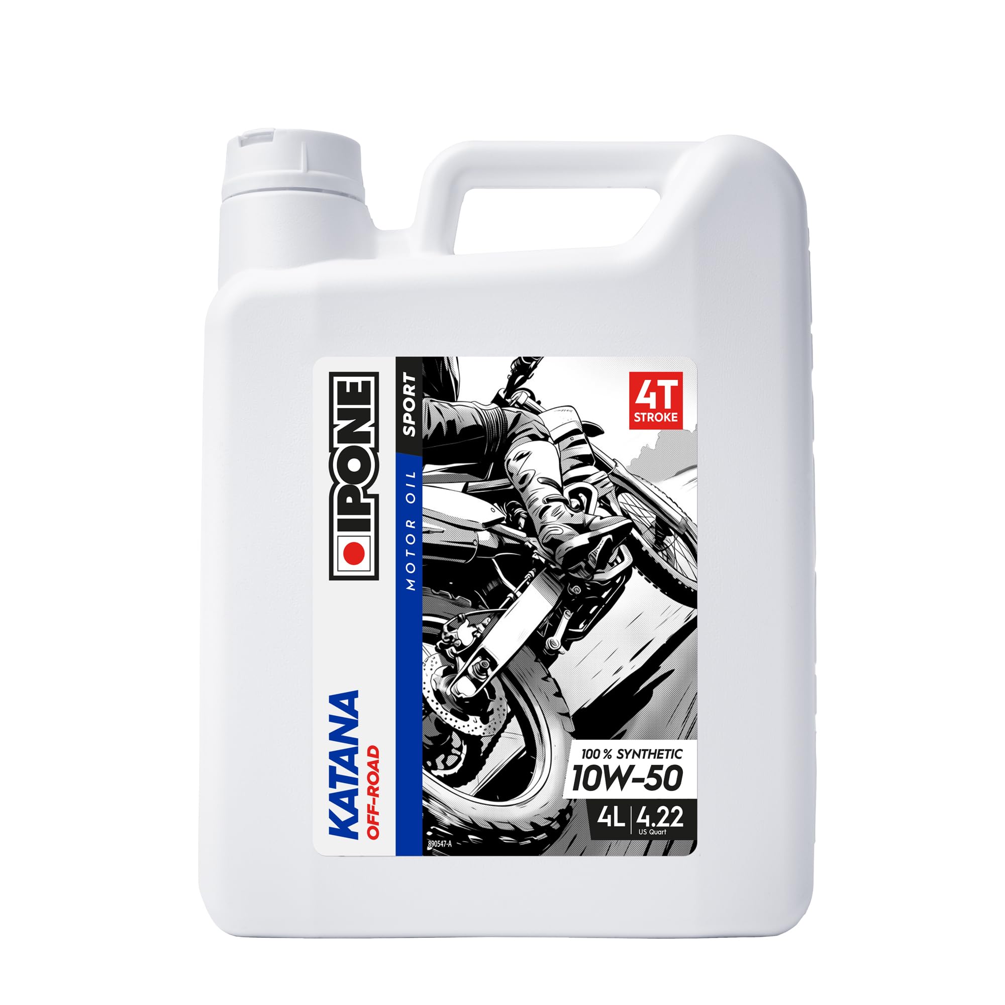 IPONE - Aceite Motor Motos de 4 Tiempos 10W50 Katana Off Road -100% Sintético con Ésteres - Cambio de Marcha Rápido y Preciso - Bidón 4L