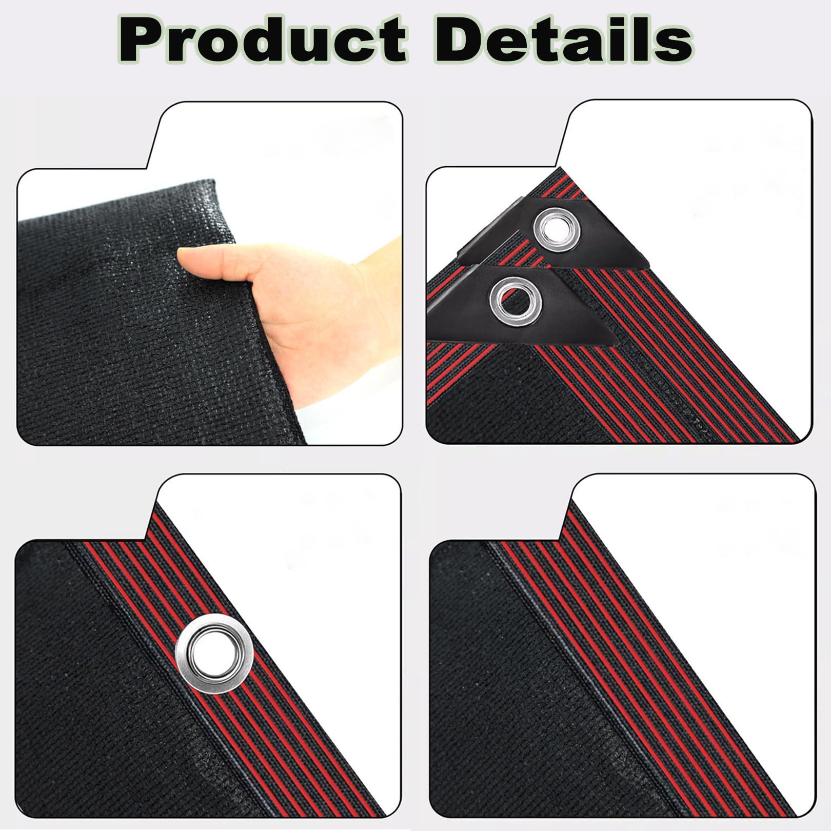 Red e transpirable con ojales de 3 x 6 m, resistente a los rayos UV, tela negra, para verano, protección solar e invernadero, cubierta de heladas, ideal para uso en invernadero