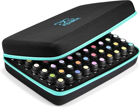 FITNATE Essential Oils Storage Case for 5ml, 10ml, 15ml Oils - Travel Case with Labels & Bottle Opener 70 Bottles, Blue