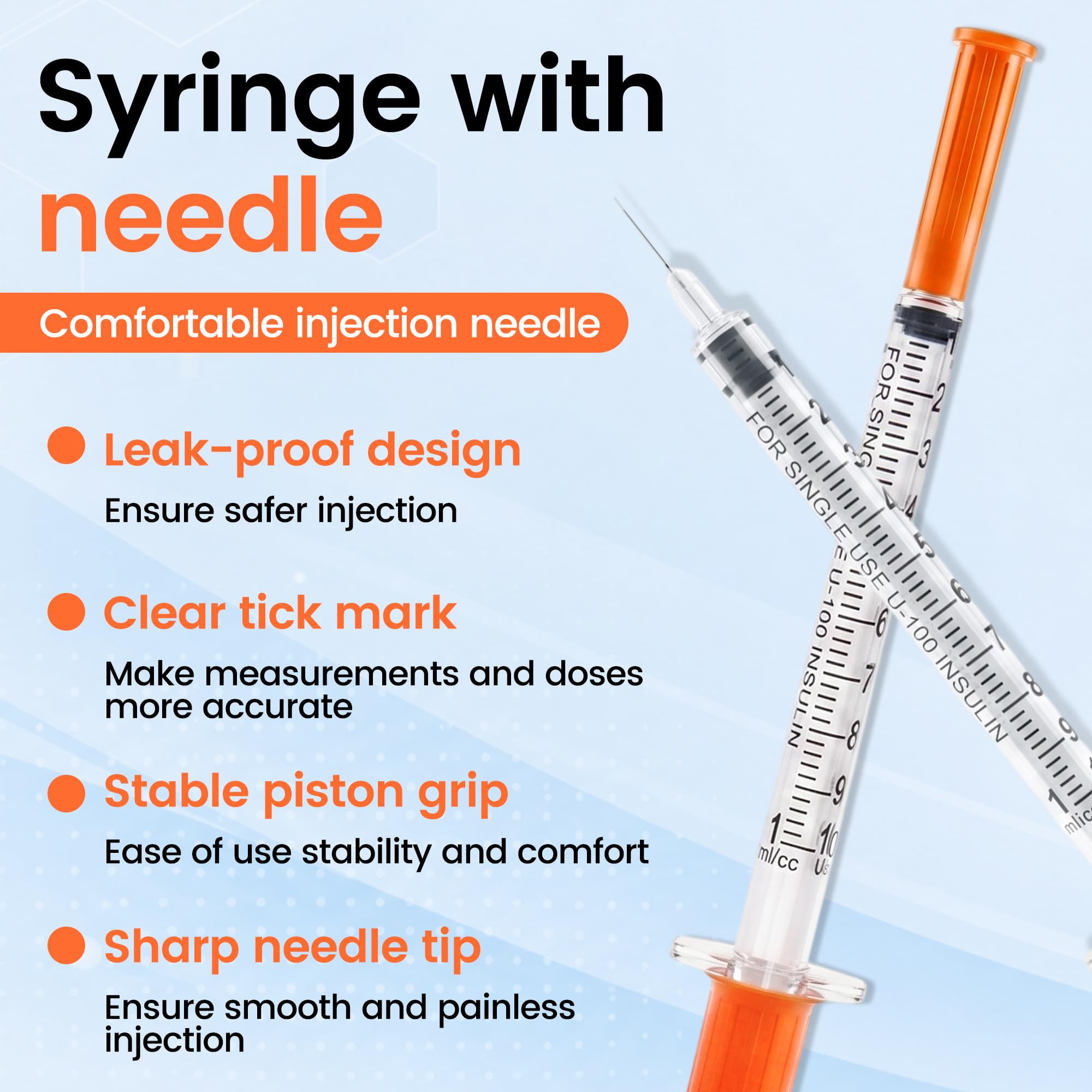 30 Pack U-100 1ml 30G 5/16" (8mm) Disposable Syringe with Needle, Individually Wrapped Lab Supplies — Amazon image 2