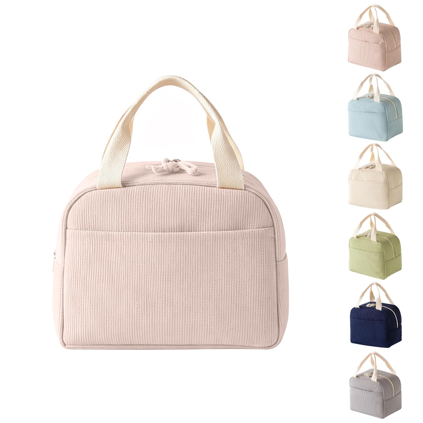 Crevice Insulated Portable Corduroy Lunch Bag 8L for Women and Men