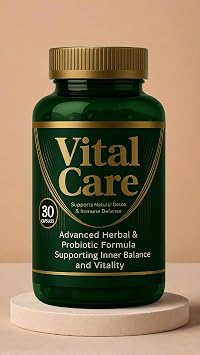 Vital-Care Advanced Herbal & Probiotic Supplement | Supports Natural Detox, Candida Albicans Cleanse, Immune Defense & Inner Balance | 30 Capsules for Daily Wellness, Energy & Body Purification