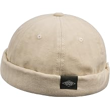 Clakllie Retro Docker Hat for Women Men Cotton No Brim Hat Adjustable Brimless Cap Worker Sailor Cap No Visor Beanie Hat
