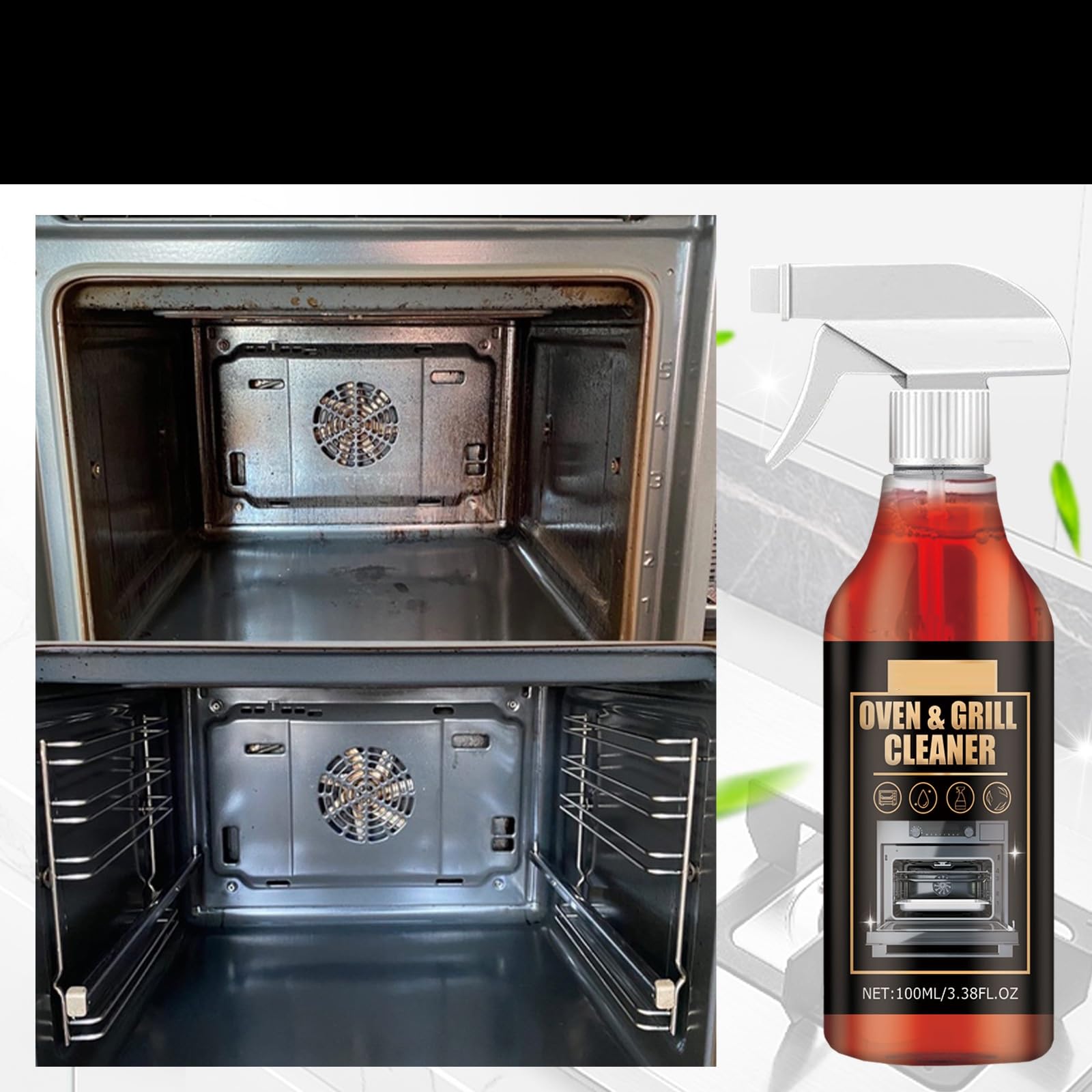 Backofen- und Grillreiniger, Grill- und Rostreiniger Gasbereichsreiniger Entfetter Backofenreiniger Heavy Duty Spray, Heavy Duty Entfetter Küchengeräte, Mikrowelle, Heißluftfritteuse, 100ML (8pcs)