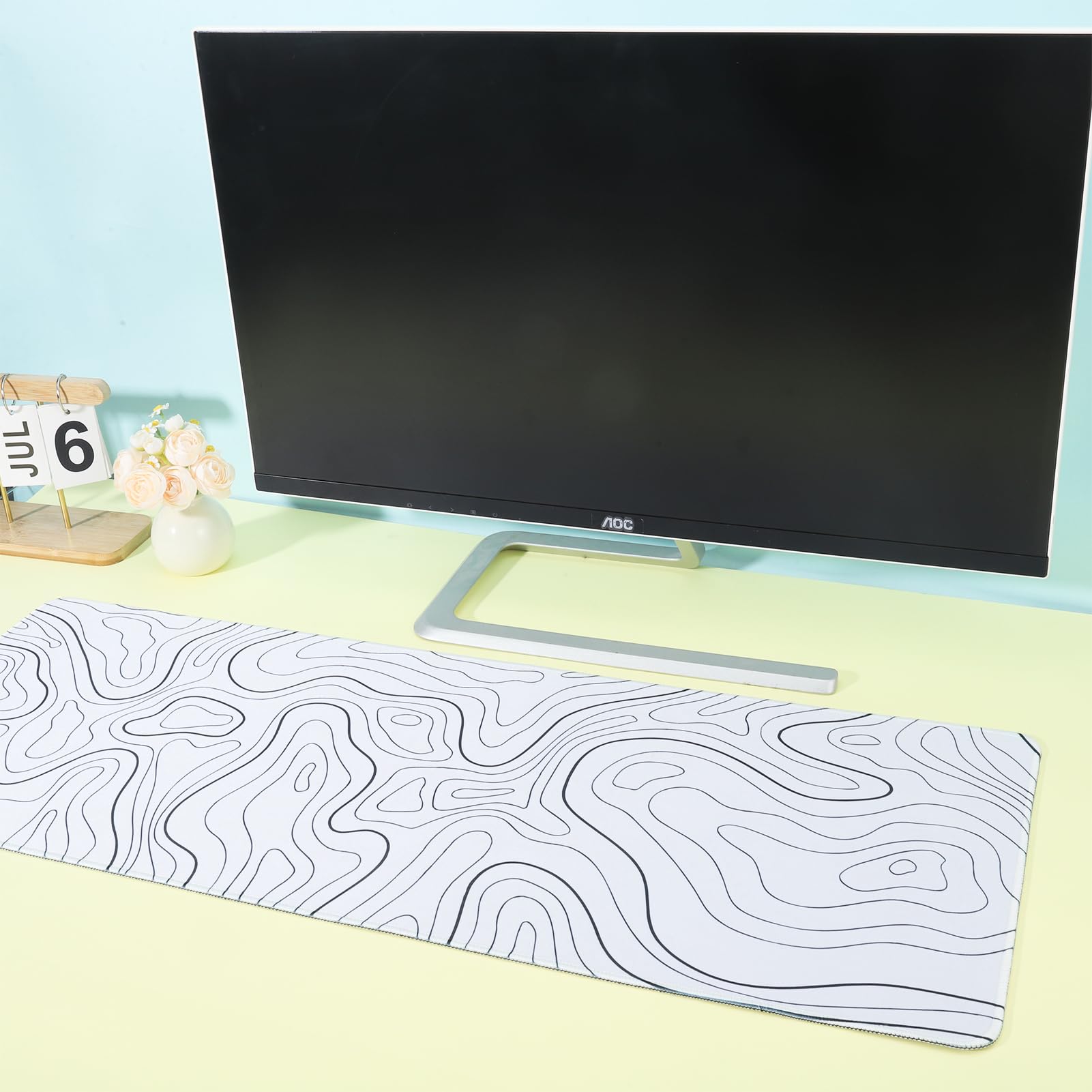GZRXIOUS Tappetino Mouse XXL 800×300mm – Base Antiscivolo, Superficie Liscia E Bordi Cuciti Per Gaming E Ufficio