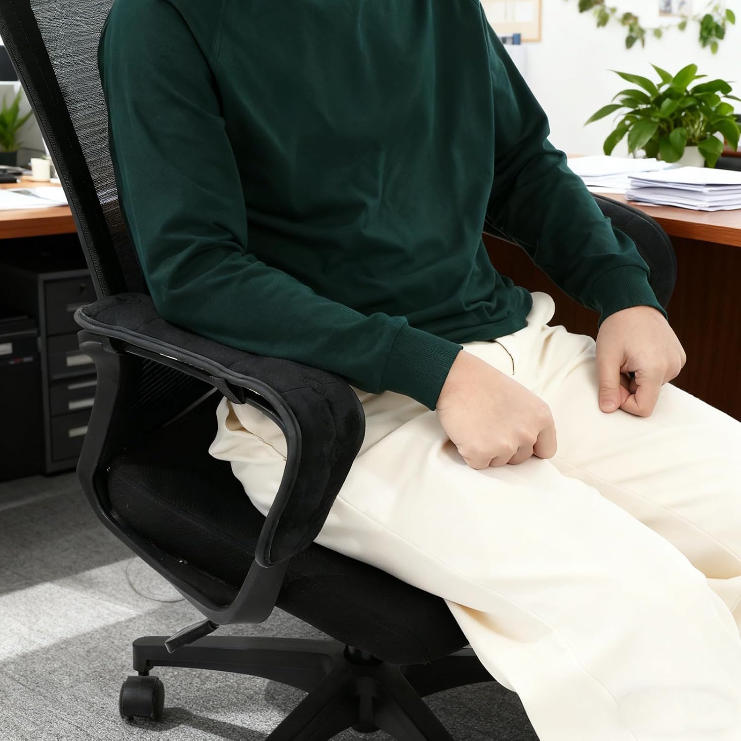 Ciieeo 1 Pair Office Chair Armrest Pads - Plush Arm Rest Cushions - Washable Armrest Covers for Gaming Desk Computer Chairs and Wheelchairs