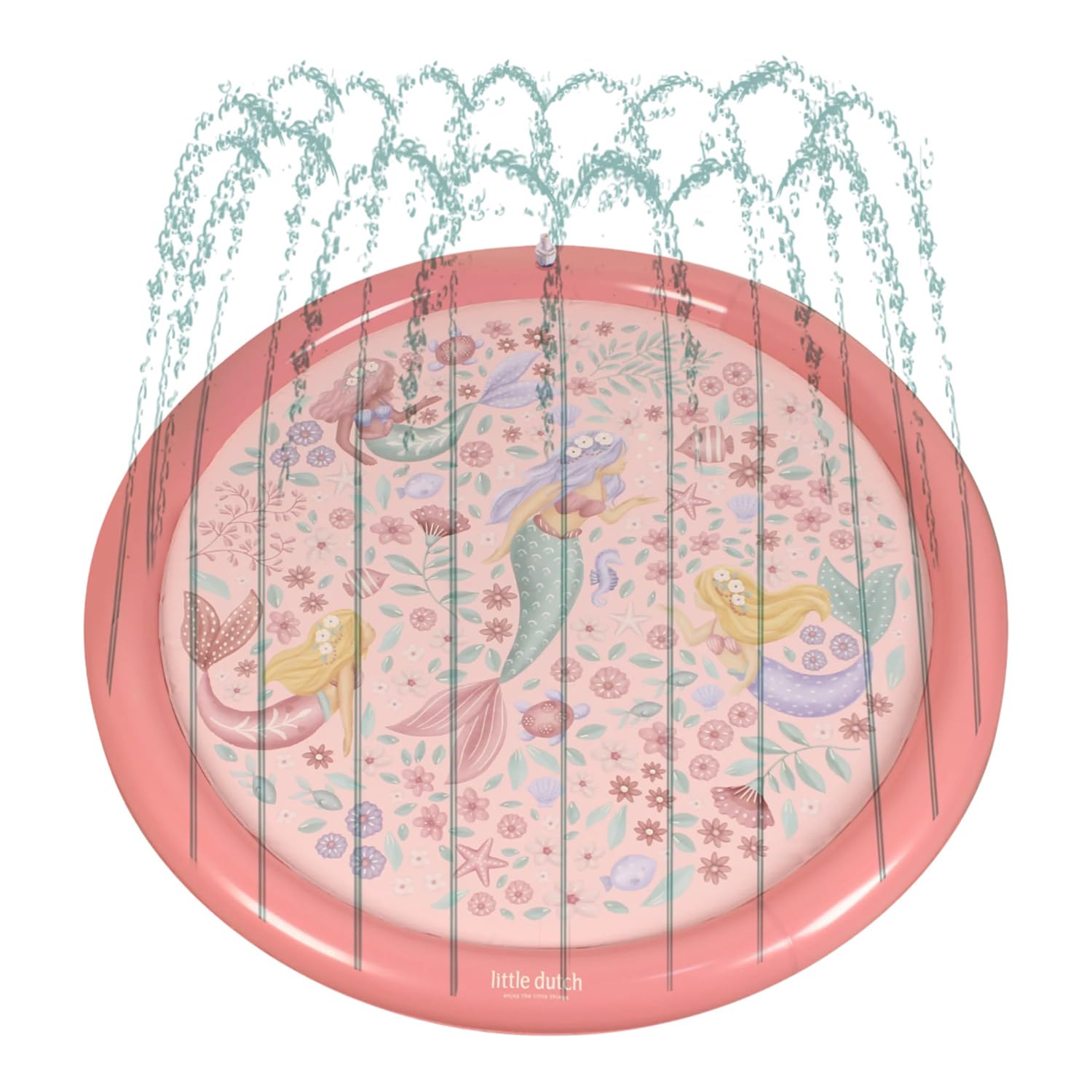 Little Dutch Kinder Sprinkler Wasser Spielmatte - Wasserspielzeug Kinder - 150 cm - Spielzeug für Draußen - Sprinklerauflage - für Mädchen ab 2 Jahre - Dreamy Mermaid rosa
