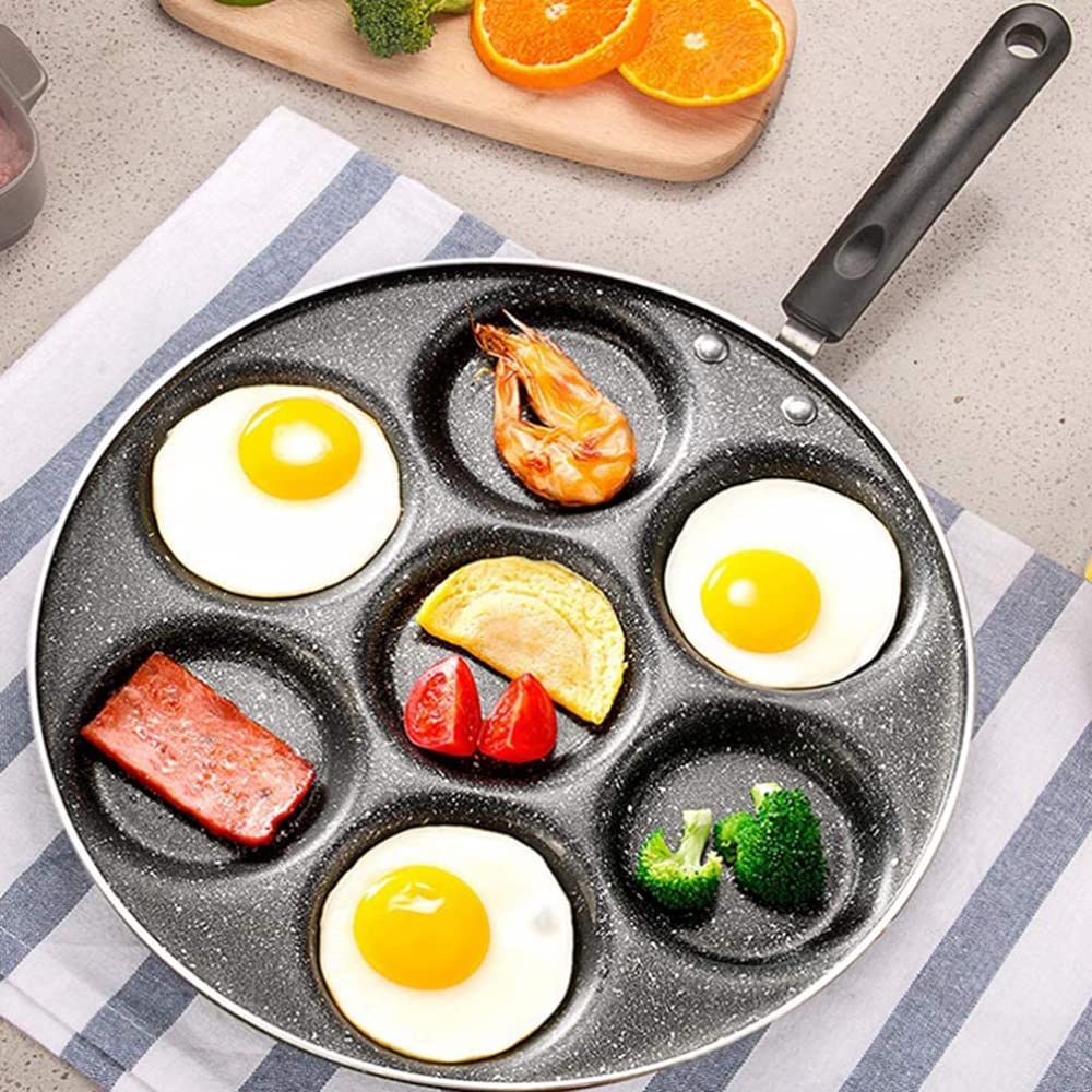 kwadratowa patelnia, Patelnia z 7 otworami do burgerów, naczynia kuchenne, naleśników, quesadilli, jajek, śniadań