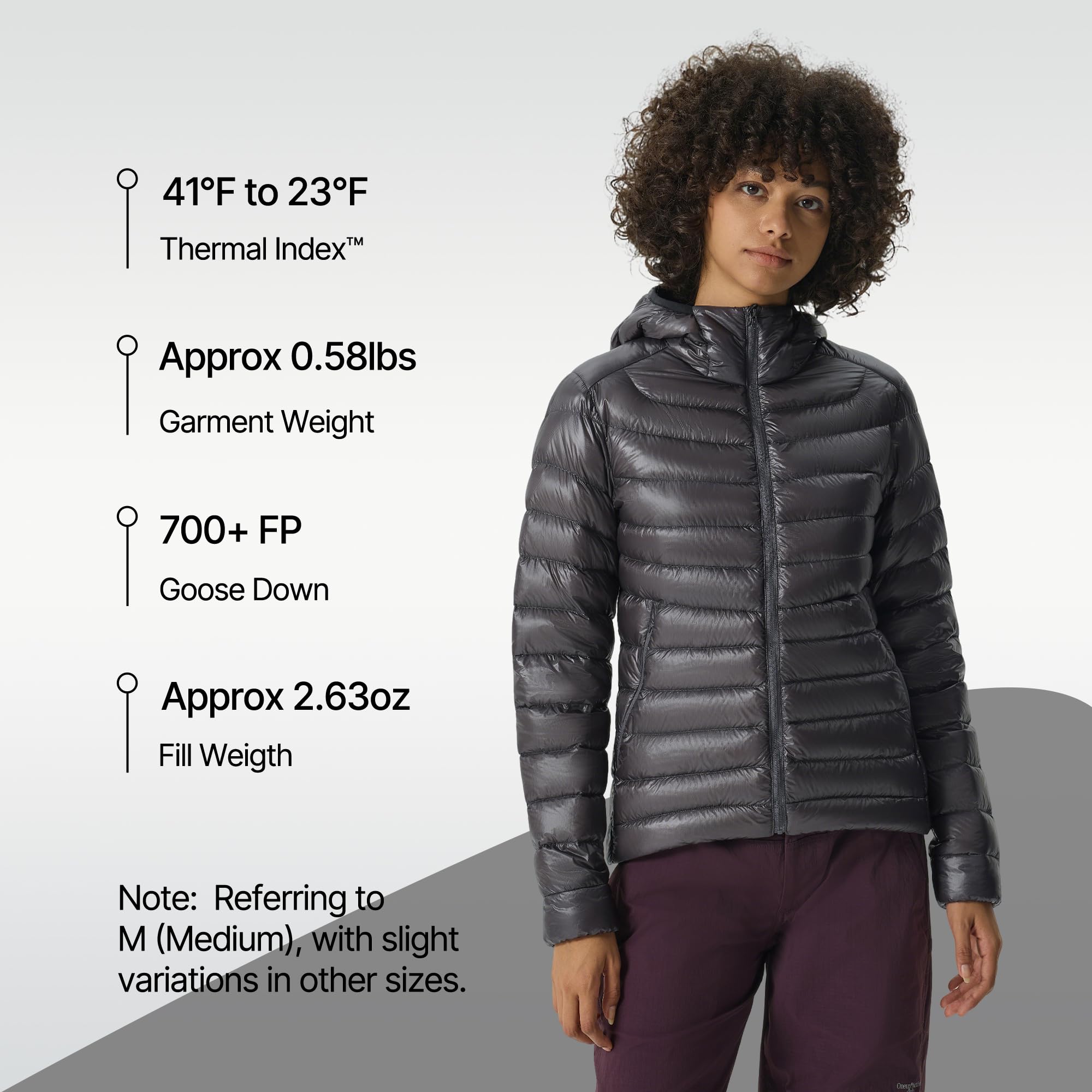 Fitouch Skyline Puff Women's Packable Down Hoody Jacket, 750+ PF Lady Ultra-lightweight Puffer Base Layer, Mid-Length Soft Warmer Coat, Grey, XL