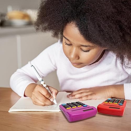 Miniatura 7 de Paquete de 18 calculadoras básicas para estudiantes, calculadora de bolsillo a granel para aula, calculadoras solares y de batería, calculadora de