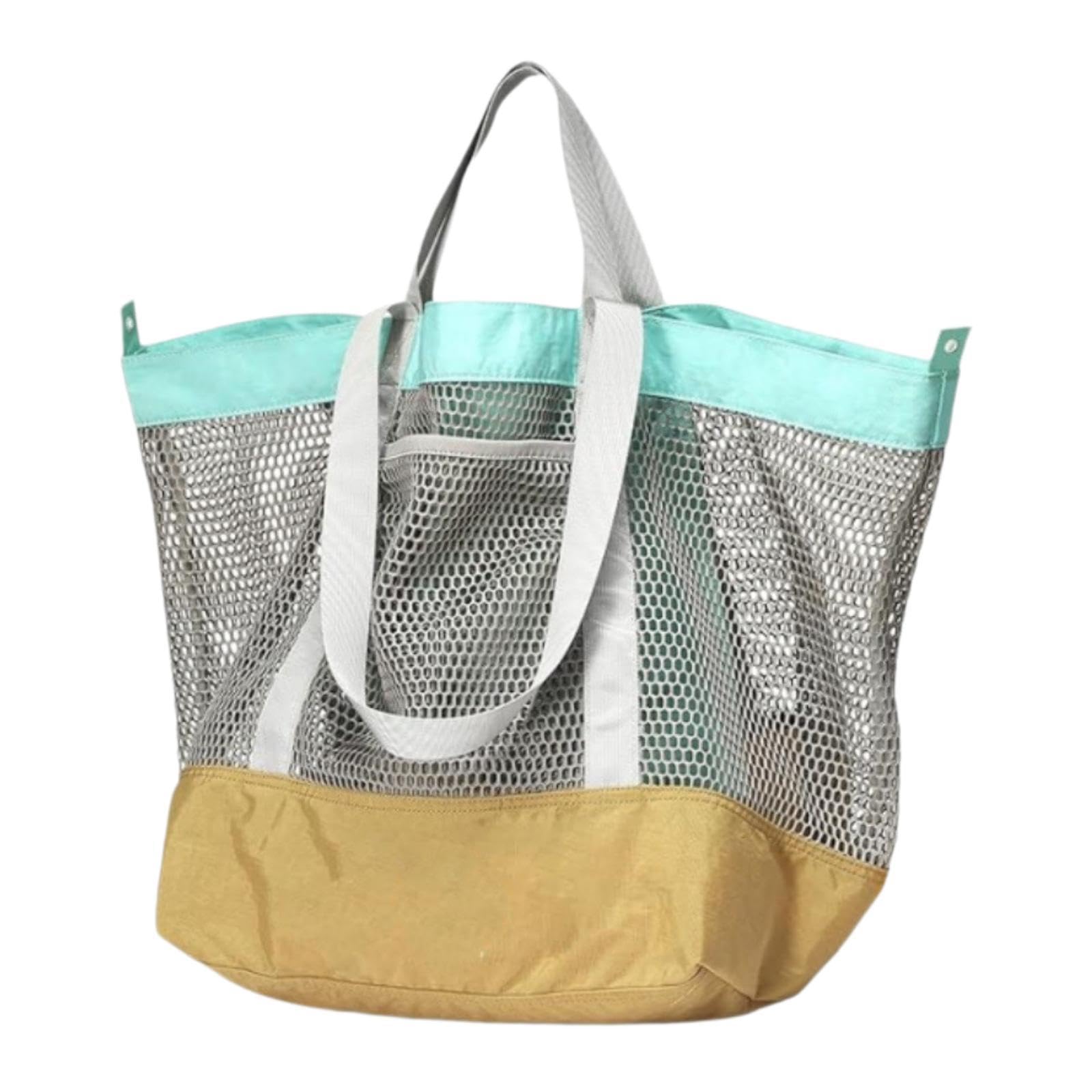 Mesh Beach Bag Casual for Women Shoulder Bag for Vacation Essentials Outdoor Yellow-image-8