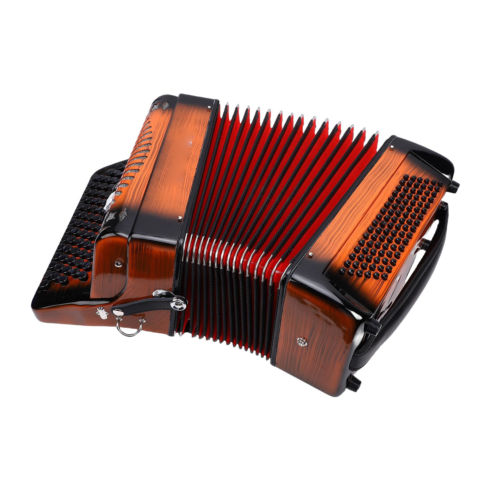 Bnineteenteam Fisarmonica, Strumento Cromatico a 69 Tasti 96 Bassi con Corpo in Legno E Accordatura F B E per Bambini Principianti Che Suonano in Arancione